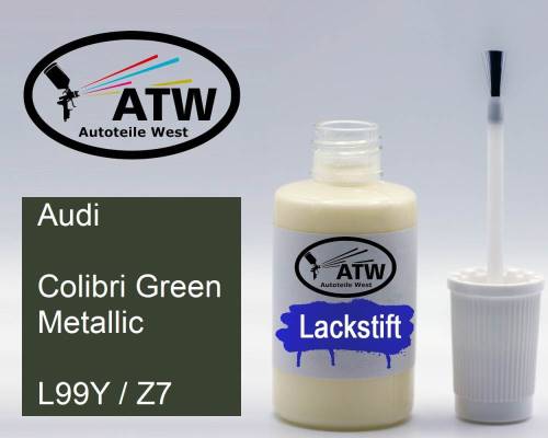 Audi, Colibri Green Metallic, L99Y / Z7: 20ml Lackstift, von ATW Autoteile West.